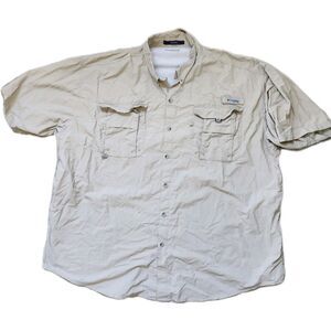 Columbia PFG Bahama Button Up Shirt 3XT Beige Fishing Hiking Omni Shade Vented